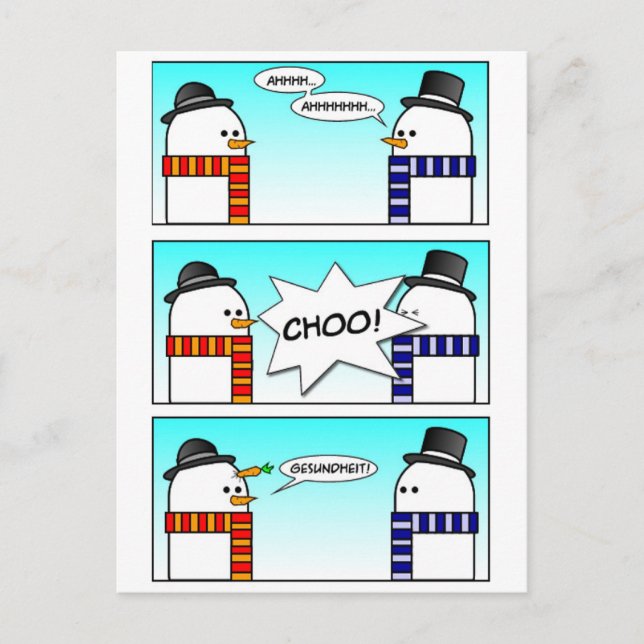 Postal Snowman estornudando (Anverso)