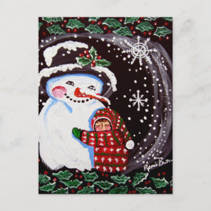 Postal Snowman Hug Winter Folk