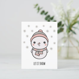 Postal Snowman kawaii dejó nevar