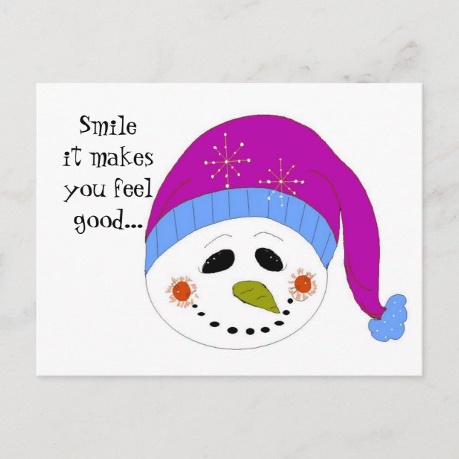 Postal Snowman sonriente (Anverso)