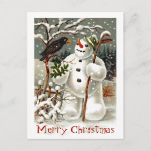 Postal Snowman y Crow Postcard
