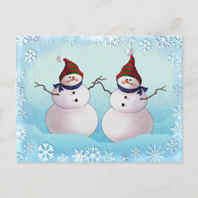 Postal SNOWMAN y GORRAS por SHARON SHARPE (Anverso)
