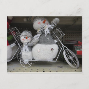 Postal Snowmen En Bicicleta