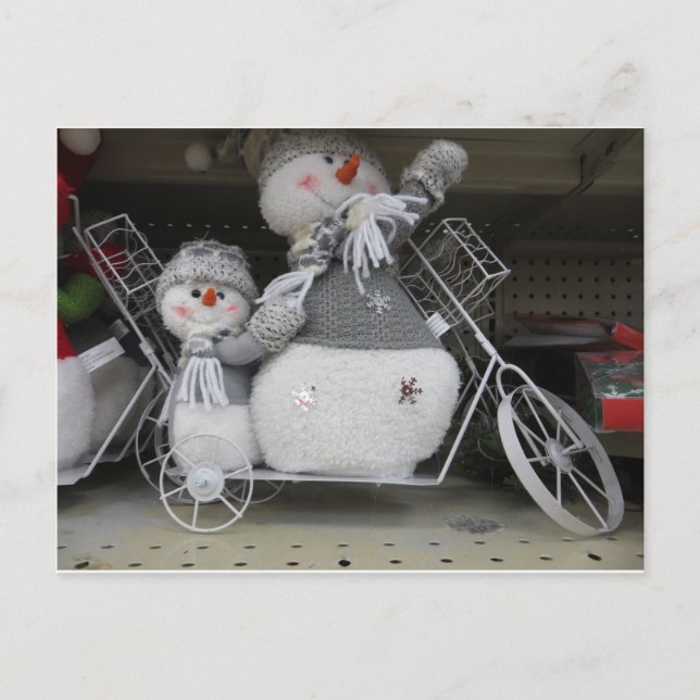 Postal Snowmen En Bicicleta (Anverso)