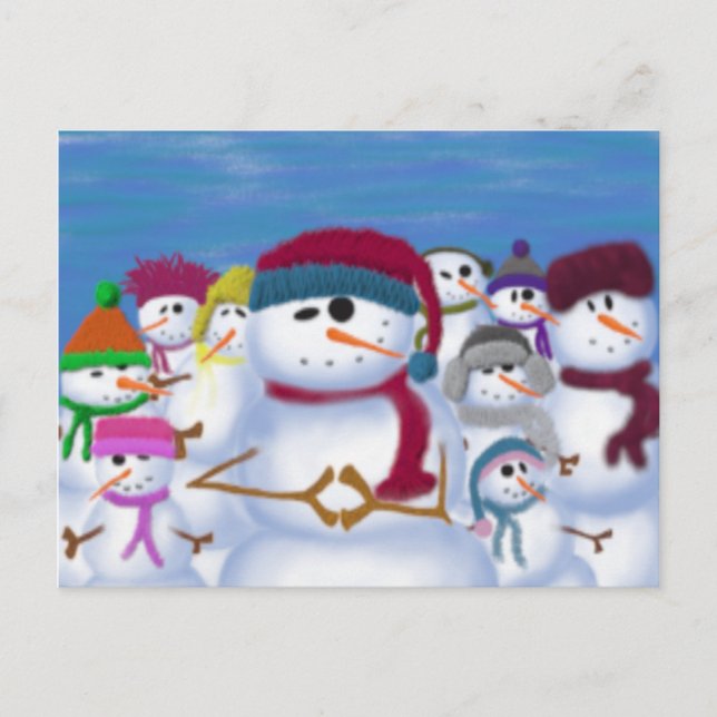 Postal Snowmen lindo y caprichoso (Anverso)