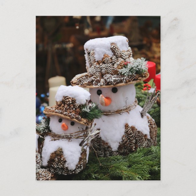 Postal Snowmen usando Gorra de Pinecone (Anverso)