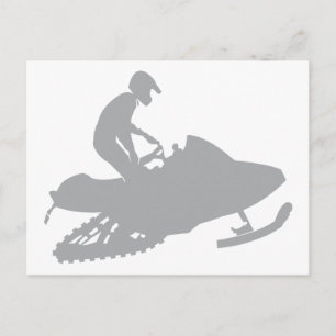 Postal Snowmobiler gris plateado