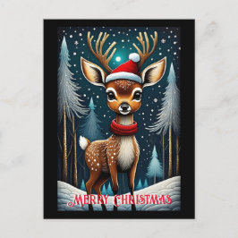 Postal Snowowley Forest Cute Santa Baby Deer Navidades