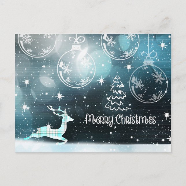 Postal Snowowly Merry Christmas Reindeer (Anverso)