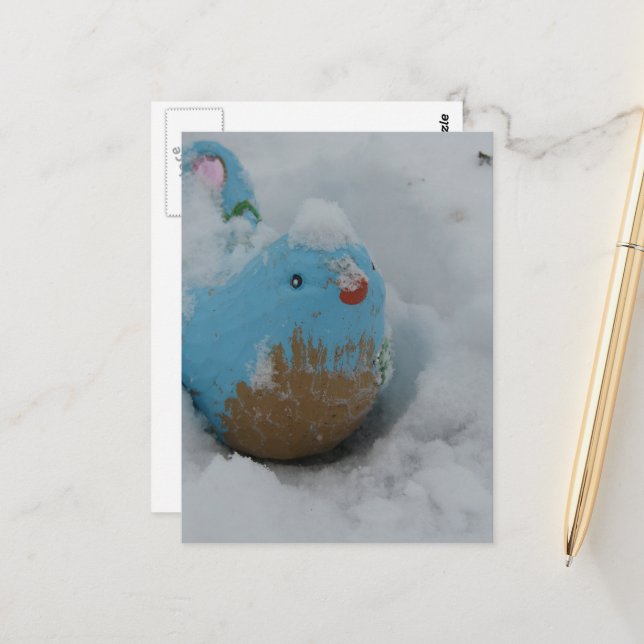 Postal Snowy Blue Bird (Anverso/Reverso In Situ)