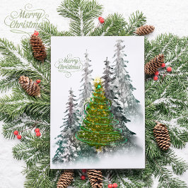 Postal Snowy Forest Christmas Tree holiday postcard