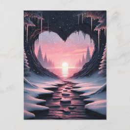 Postal Snowy Heart Valentine