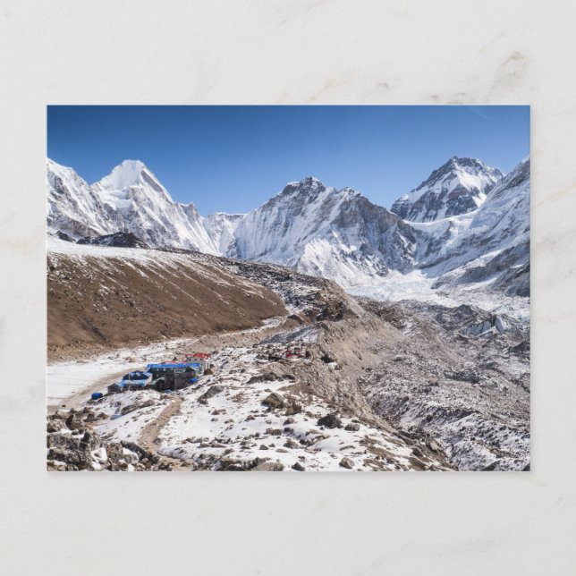 Postal Snowy Mt Everest & Tea House, montañas del Himalay (Anverso)