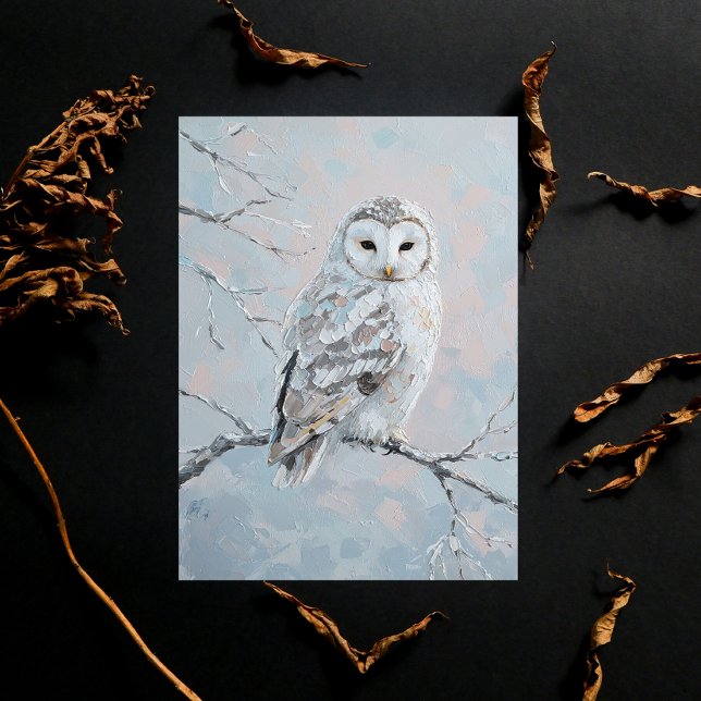 Postal Snowy Owl on Winter Branch – Nature Art (Subido por el creador)