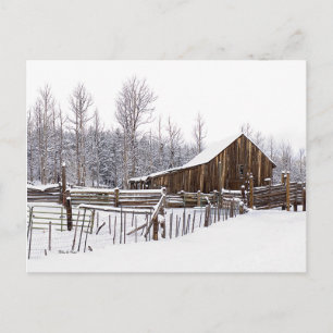 Postal Snowy Rural Barn Scene Foto Pensando En Ti
