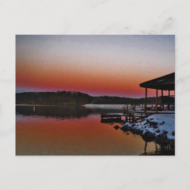 Postal Snowy Sunset at Lake Arrowhead (Anverso)