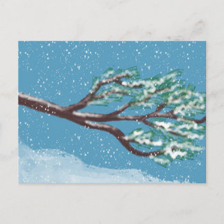 Postal Snowy Winter Branches Hand-Drawn