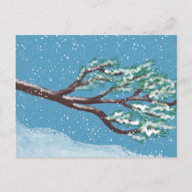 Postal Snowy Winter Branches Hand-Drawn (Anverso)