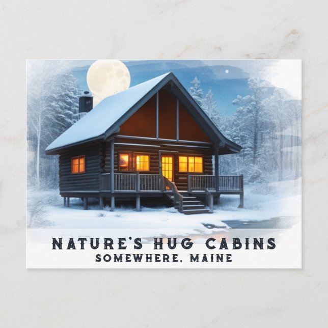 Postal *~* Snowy Woods Cabin Stream AP49 Maine (Anverso)