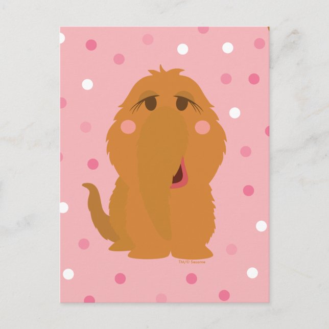Postal Snuffleupagus Pink Polka Dot Pattern (Anverso)