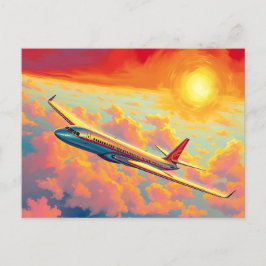 Postal Soaring Airplane - Vibrant Painterly Style Art