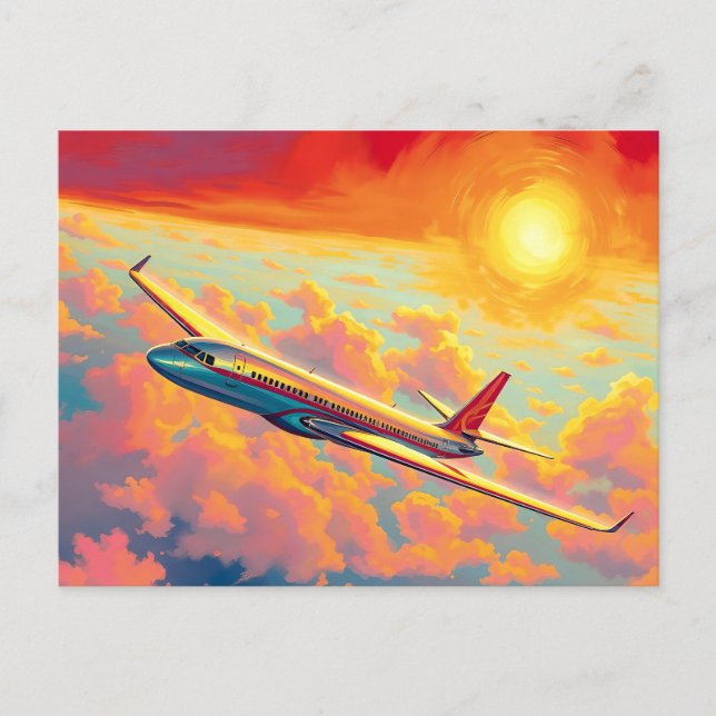 Postal Soaring Airplane - Vibrant Painterly Style Art (Anverso)