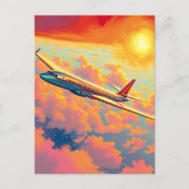 Postal Soaring Airplane - Vibrant Painterly Style Art