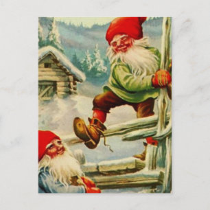 Postal “Sobre la cerca de madera” Gnomos de Jenny Nystrom