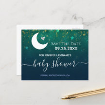 Sobre la luna Baby Shower Guardar la fecha