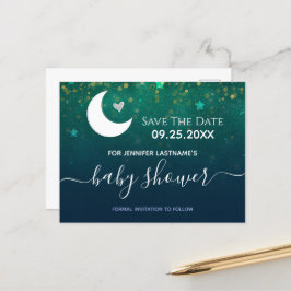 Postal Sobre la luna Baby Shower Guardar la fecha