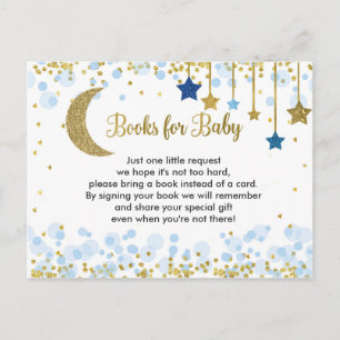 Postal Sobre la luna - Libros azules de Baby Shower para 