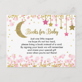 Postal Sobre la luna: libros de Baby Shower rosados para