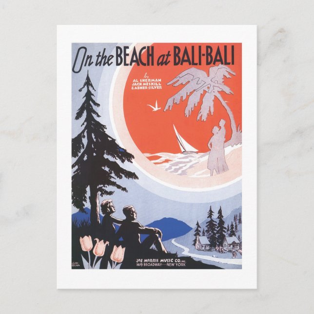 Postal Sobre la playa en la portada del libro de cancione (Anverso)