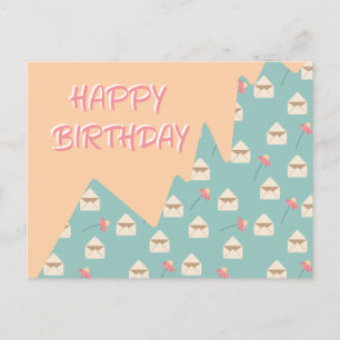 Postal Sobre Playful y Flores de Campana Feliz Cumpleaños