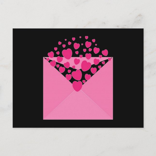 Postal Sobre rosa de corazón de amor (Anverso)