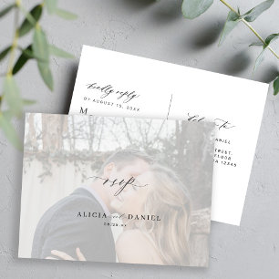 Postal Sobrecarga de fotos simple boda moderna RSVP