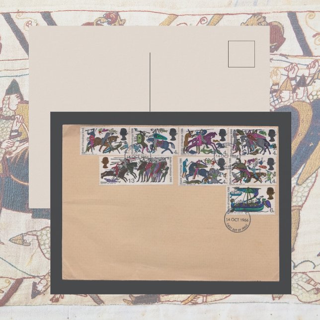 Postal Sobrecubierta del Primer Día de la Batalla de Hast (Battle of Hastings Norman Conquest Royal Mail Vintage postage stamps antique snail mail history gift)