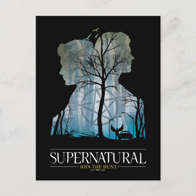 Postal Sobrenatural Hermanos Winchester Bosque Gráfico (Anverso)