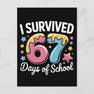 Postal Sobreviví 67 Días de Escuela Chistoso Meme Maestro