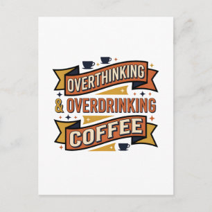 Postal Sobreviviendo con exceso de café Tipografía vintag