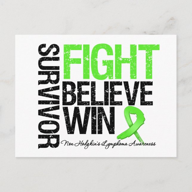 Postal Sobreviviente de linfoma no Hodgkins Pelea Creer W (Anverso)