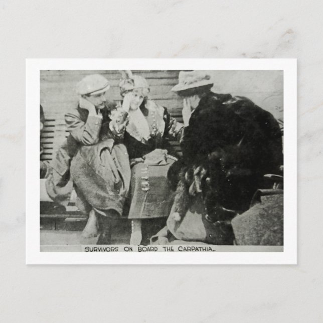 Postal Sobrevivientes titanicos en la Carpatía (Anverso)