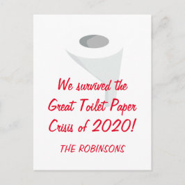 Postal ¡Sobrevivimos a 2020! Nombre de familia de cuarent