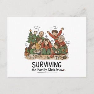 Postal Sobrevivir a la Navidad familiar – Familia diverti