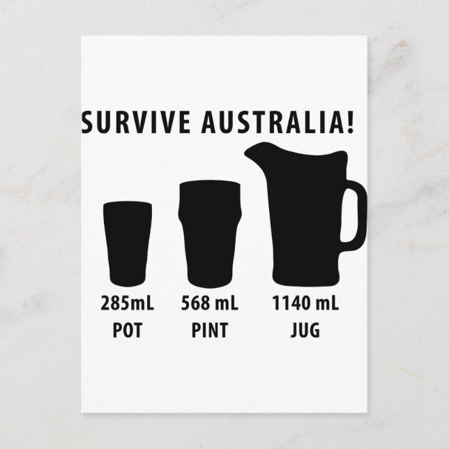 Postal sobrevivir australia - cerveza (Anverso)