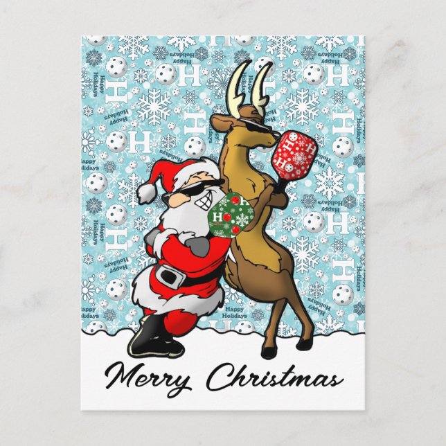 Postal Socios de pelota de cerco Santa y reno lo leen (Anverso)