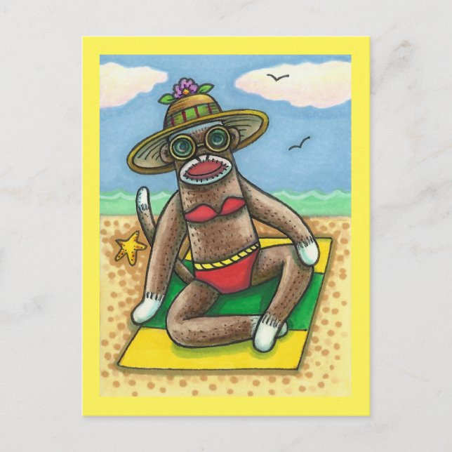 POSTAL SOCK MONKEY RED BIKINI, EN EL PERSONALIZADO DE LA  (Anverso)
