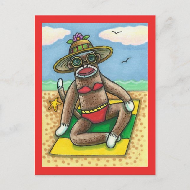 POSTAL SOCK MONKEY RED BIKINI, EN EL PERSONALIZADO DE LA  (Anverso)