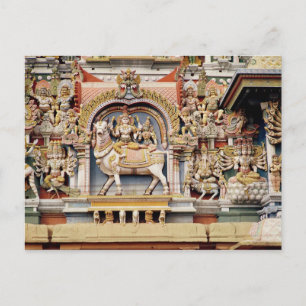 Postal Socorro que representa a Shiva y Parvati montando