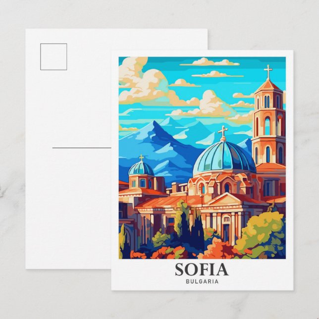 Postal Sofia Bulgaria Art Vintage Travel Ilustracion (Anverso / Reverso)